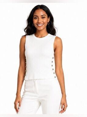 NWT! Zara White Knit Sleeveless Ribbed Top S